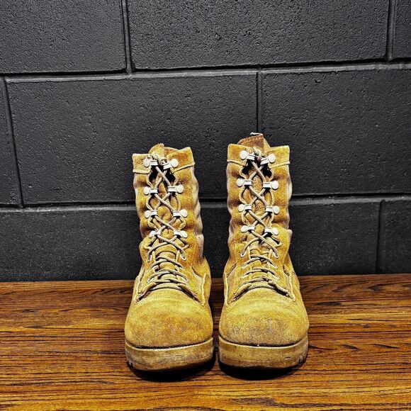Vintage Wellco Desert Tan Leather Tactical Combat Boots USGI Men’s 8.5 Wide - Picture 3 of 8
